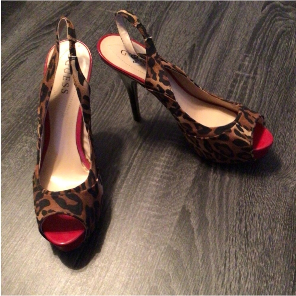 Guess Leopard Print Stilleto Heels. Size 9 1/2.